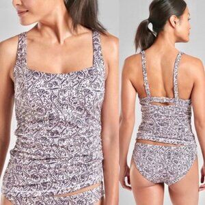 Athleta Aqualuxe Batik Tankini Swimsuit with Top & Bottoms - 36B/C Top, M Bottom